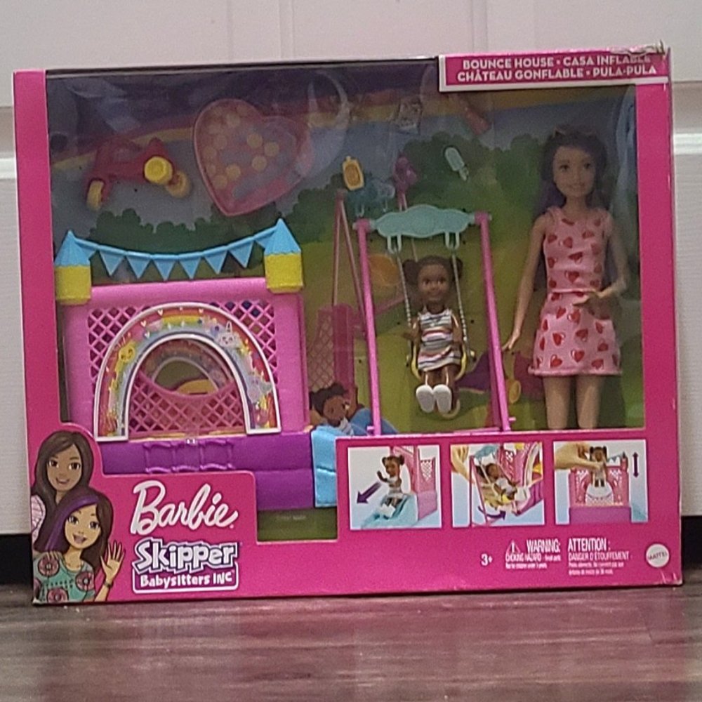 Barbie Skipper Babysitter inc Bounce House Playset New